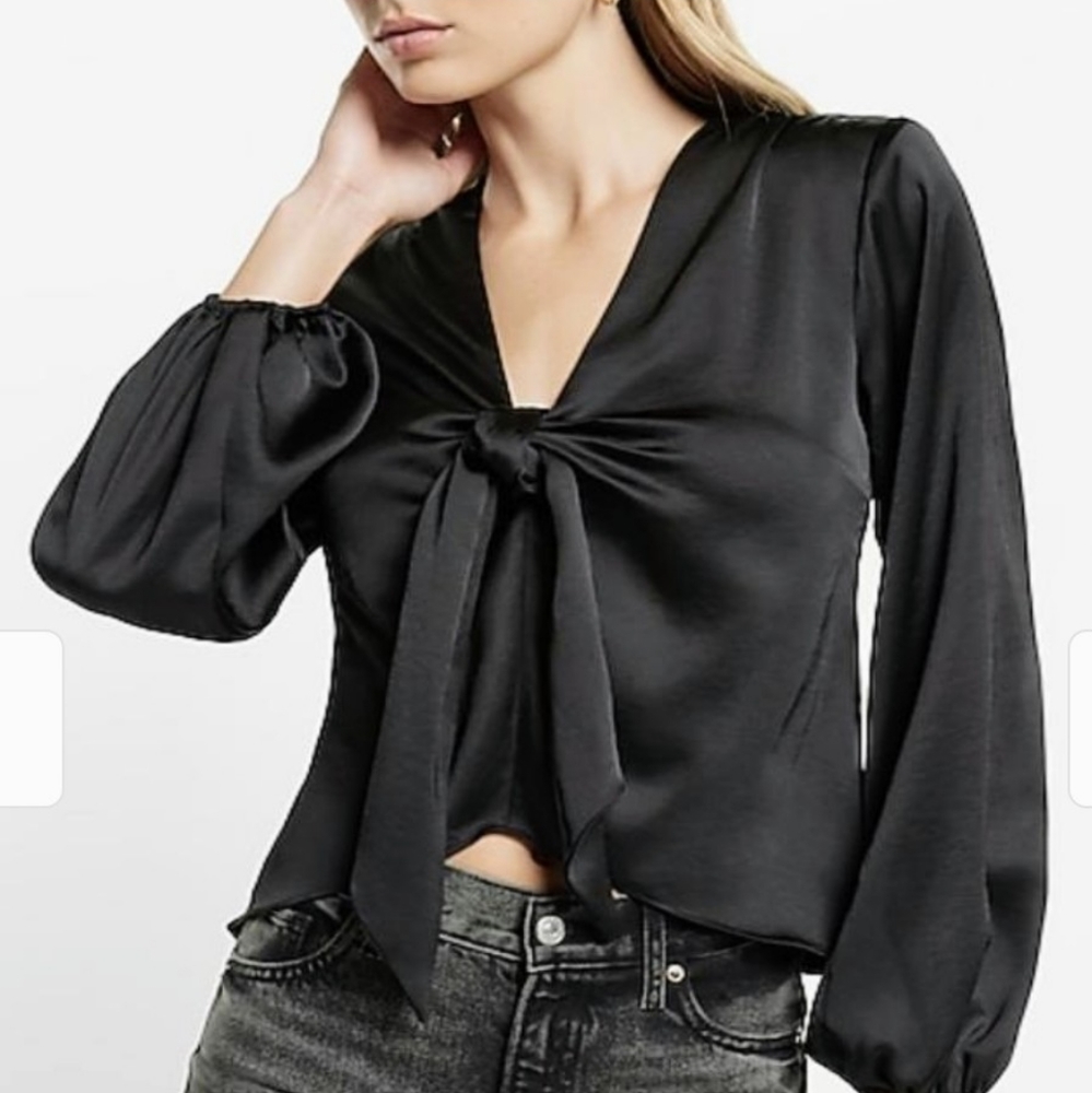 Black Satin Shirt (Express, L)